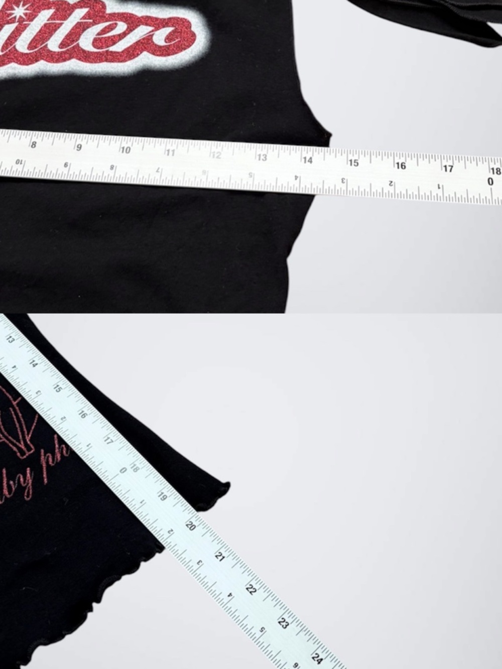 VTG Y2K Baby Phat “Glitter” Graphic Shoulder Tie Top - Picture 7 of 7